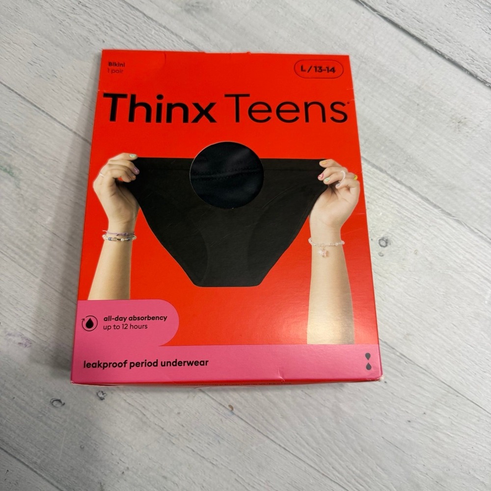 Thinx‎ Teens period leakproof underwear large 13/14 black, NEW